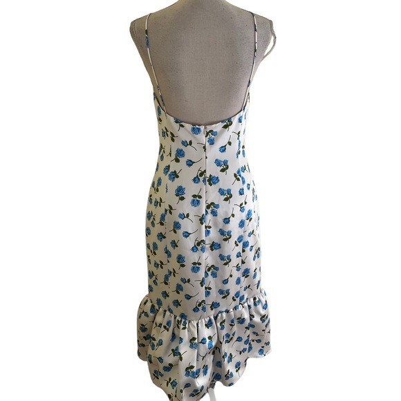 Michael Kors COLLECTION White with Blue Floral Tank Flounce Dress 8 NEW - Picture 5 of 12